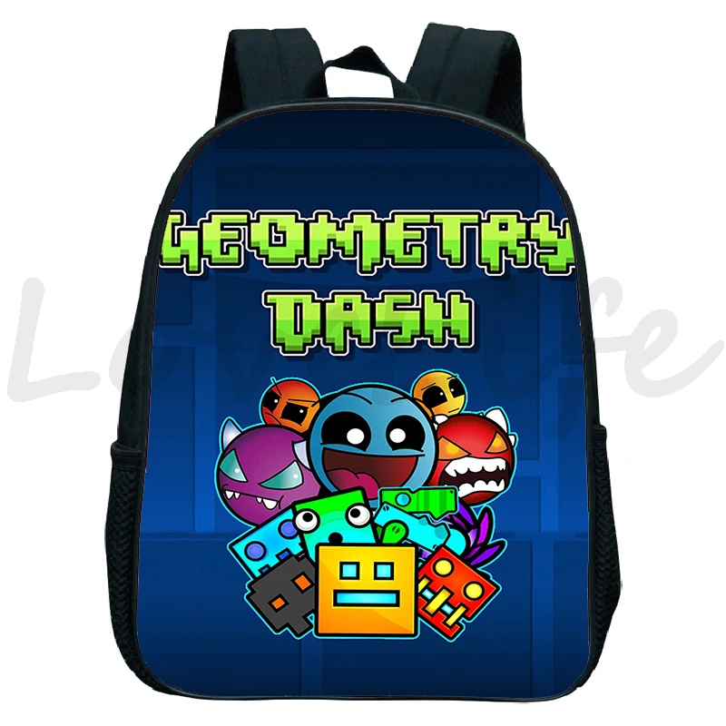 Games Geometry Dash Backpacks Angry Geometry Kindergarten Rucksack Small Schoolbag Children\'s Backpack Boys Girls Bookbag Gifts