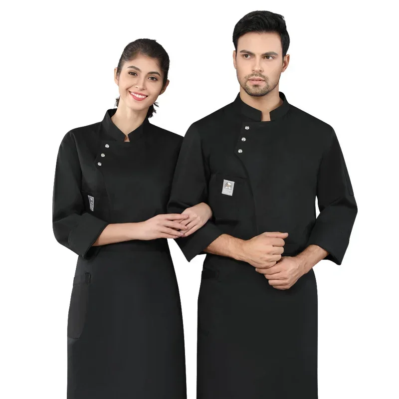زي عمل للطهي بأكمام طويلة، ملابس علوية لخدمة الطعام، زي طاهٍ للمطاعم والفنادق والشواء، زي طاه المطبخ، معاطف الزي