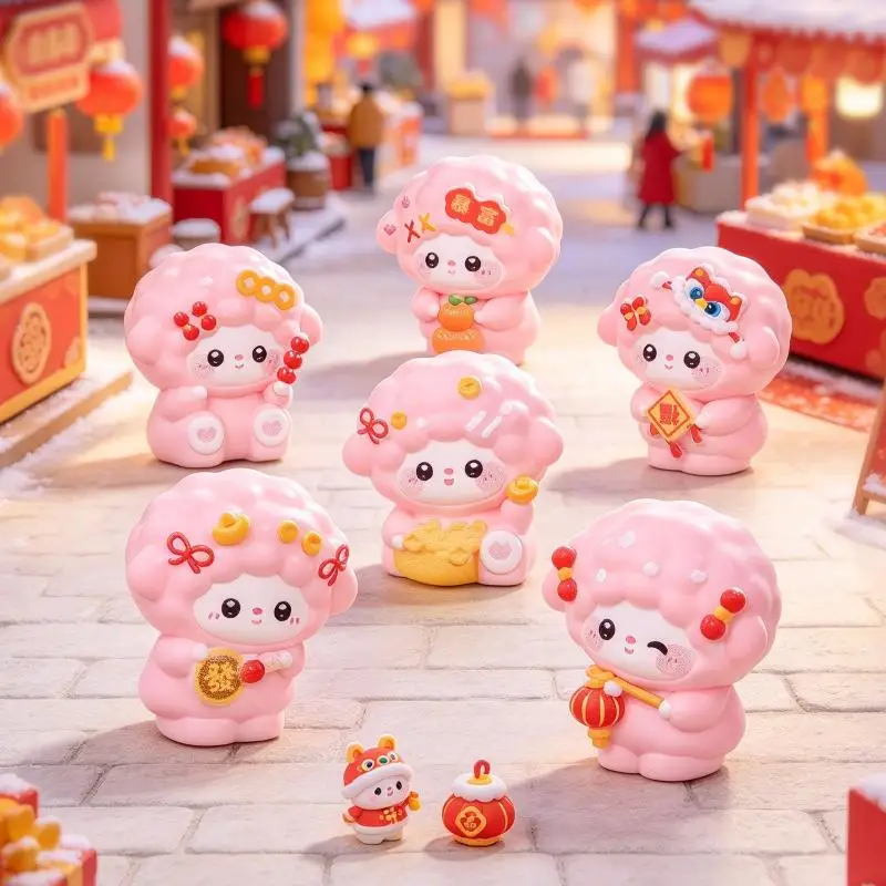 Cute Lucky Sheep Mini Figurine 2027 New Year Fortune Lamb Ornament Car Dashboard Desktop Decor Gift