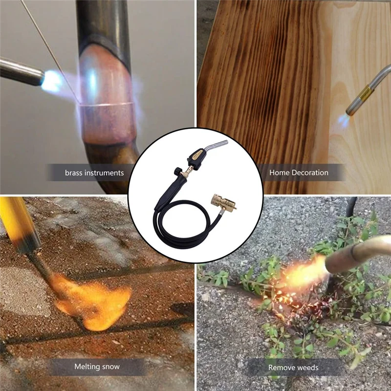 【HAPPYH】プロパントーチハンドホース、Mappガス溶接トーチ、ホース長さ1.5M/60インチ、最大温度1900 ℃ /3600 ℉   温度