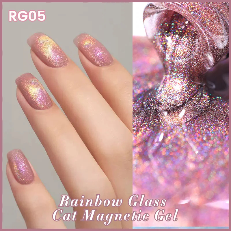 Nascido bonito super holos gato magnético unha gel polonês para unhas 10ml embeber fora holográfica laser gel polonês auroras brilho unhas