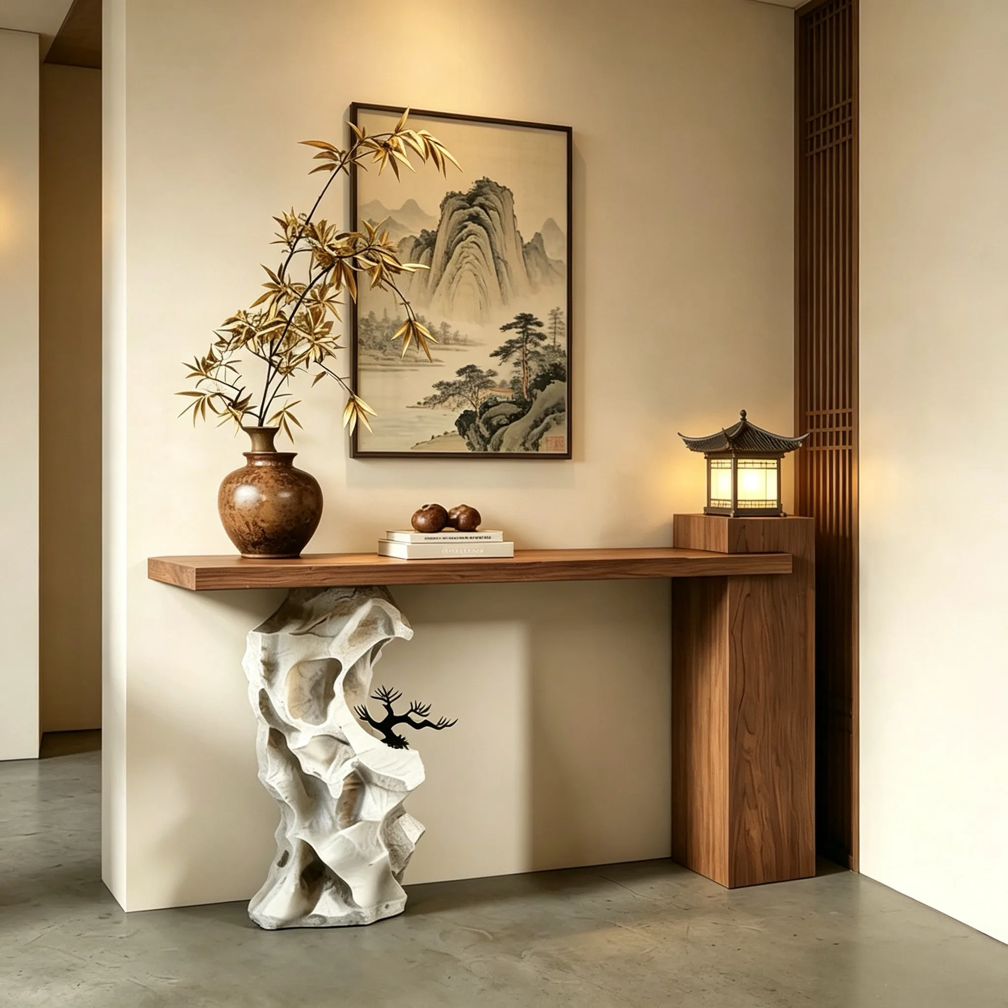 New Chinese ancient style solid wood entrance table Entrance hall Entrance table Hotel B & B corridor End view table Against