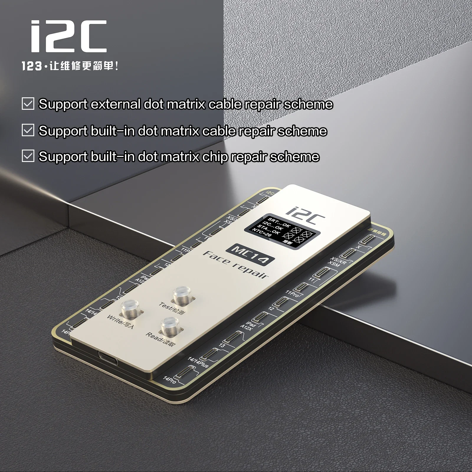 I2C MC-14 Face ID Dot-Matrix Repair Programmer Fix Failure Move Higher or Lower Problem for Iphone X-14Pro Max Dot Matrix Repair
