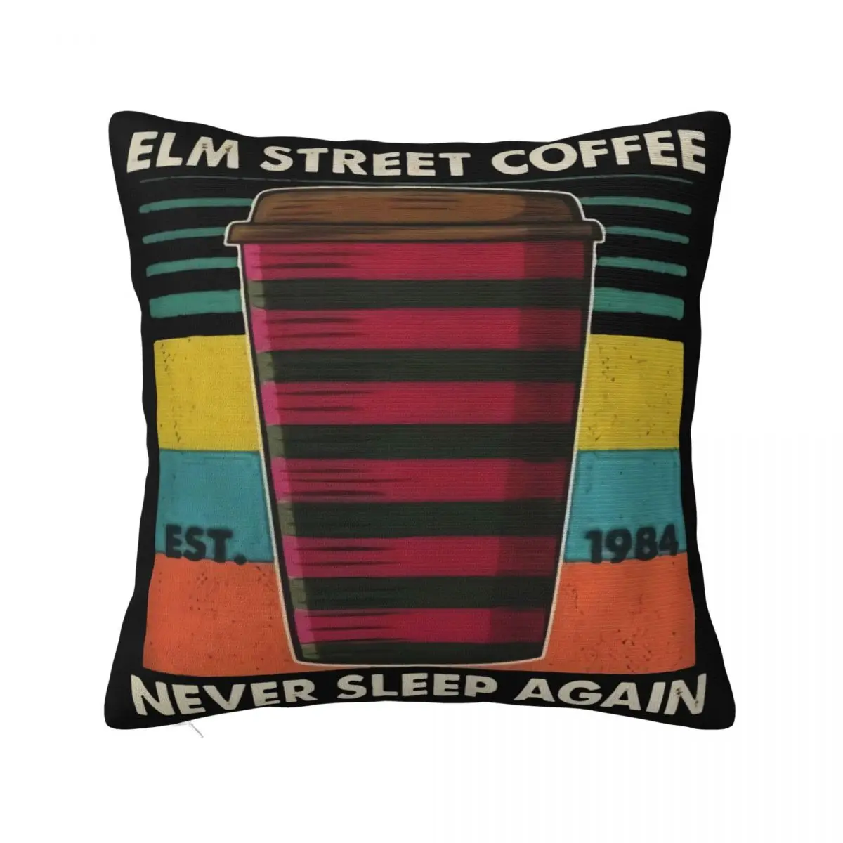 Elm Street Coffee Est 1984 Never Sleep Again Funny Birthday Unisex Tee Game Pillow Case