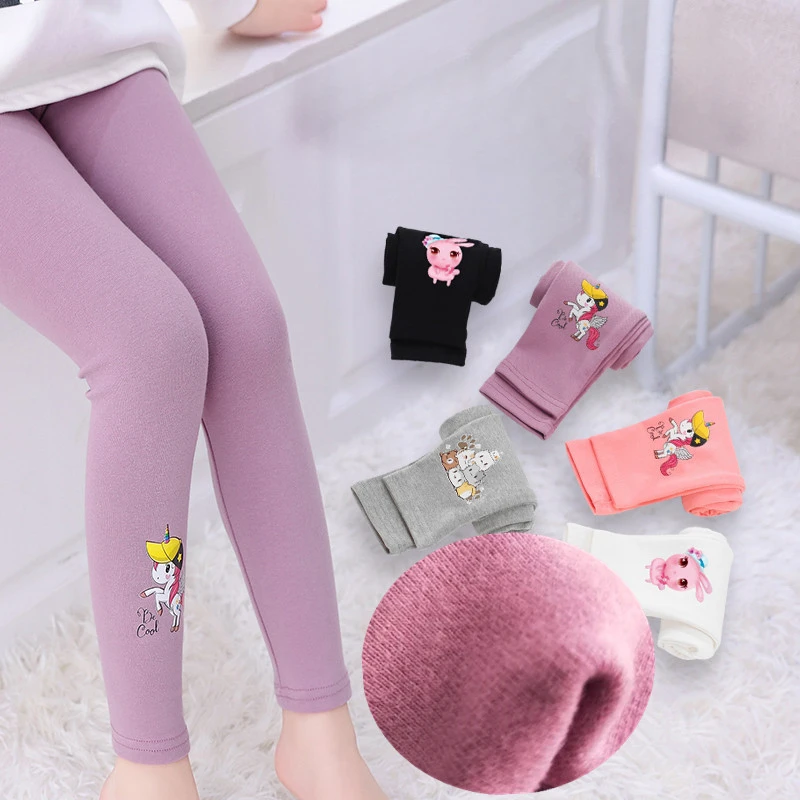 New Autumn Winter Children Girls Legging Cartoon Thicken Warm Kids Pants Trousers Elastic Waist Leggings for 2-12Y