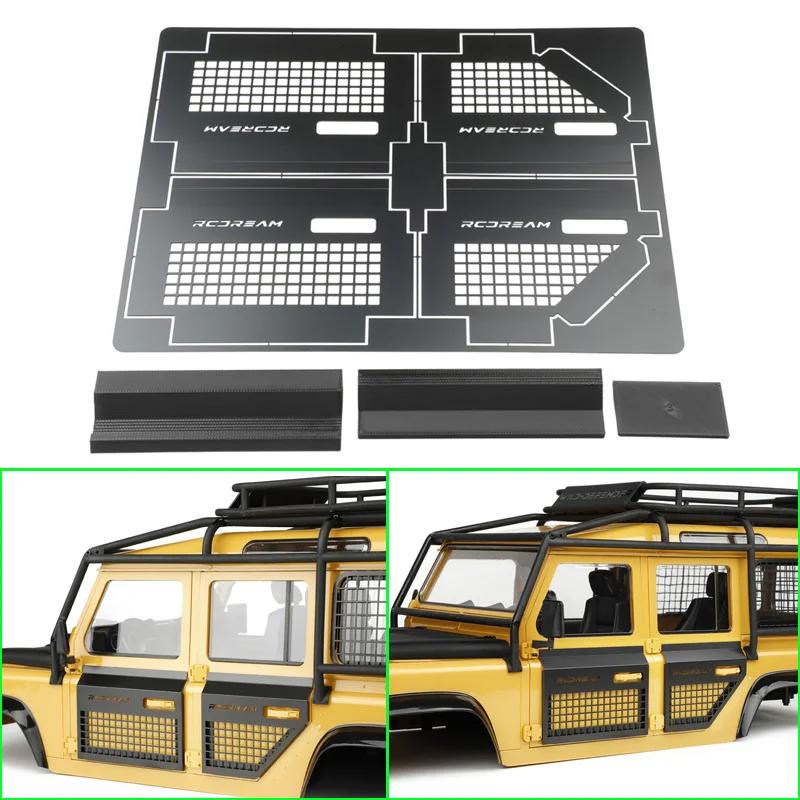 KXRC metalowy samochód drzwi siatka ochronna zbroja ozdobna dla 1/10 zdalnie sterowany samochód gąsienicowy RCDream Defender RD110 RD130 serii części zamienne