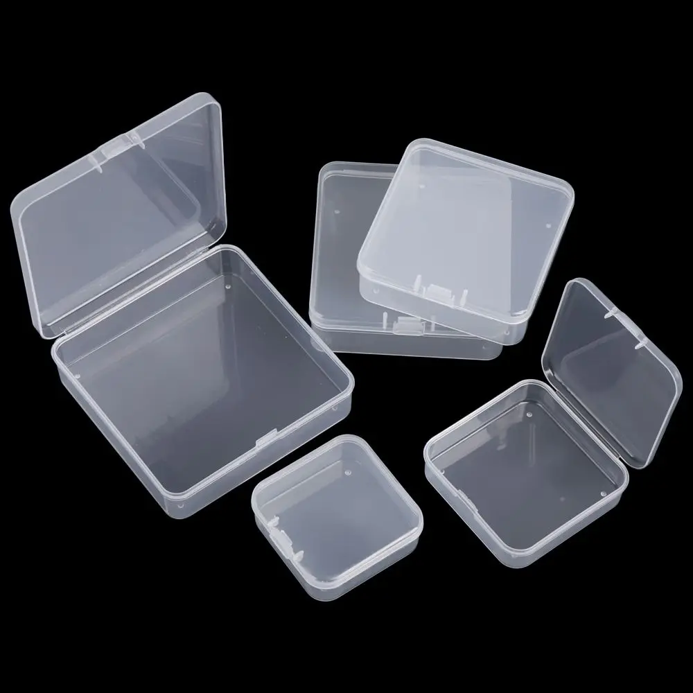 5 Sizse Square Jewelry Beads Container Transparent Storage Box Small Items Case Packing Boxes  Fishing Tools Accessories