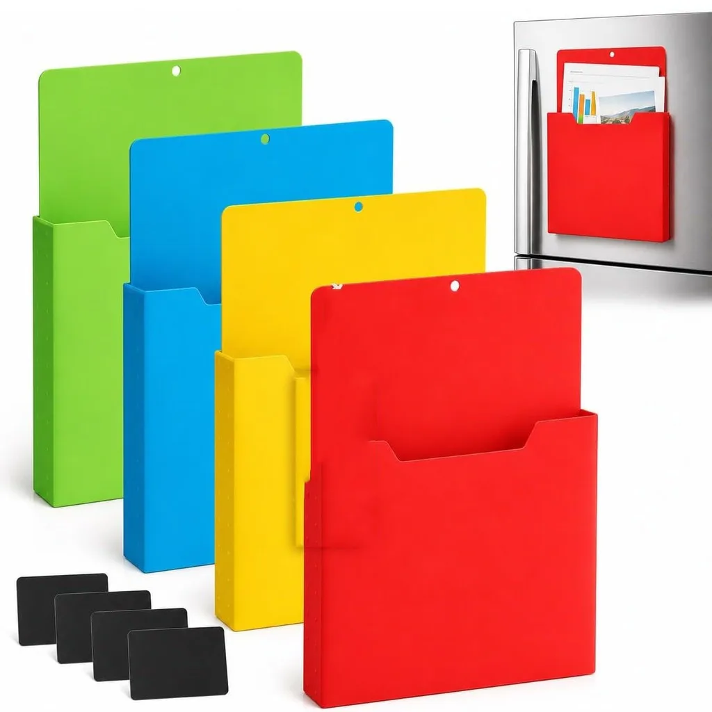 Magnetic A4 File Holder, Strong Magnetic PP Plastic Document Organizer for Home Office Storage