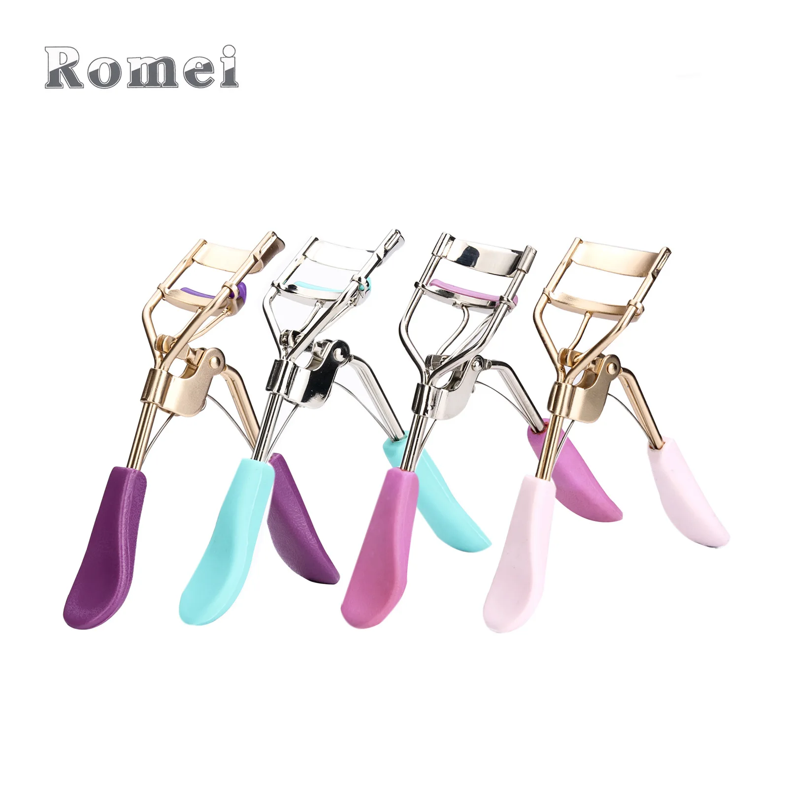 

Sand gold plastic handle eyelash curler Color silicone ABS handle Eyelash curler beauty tool