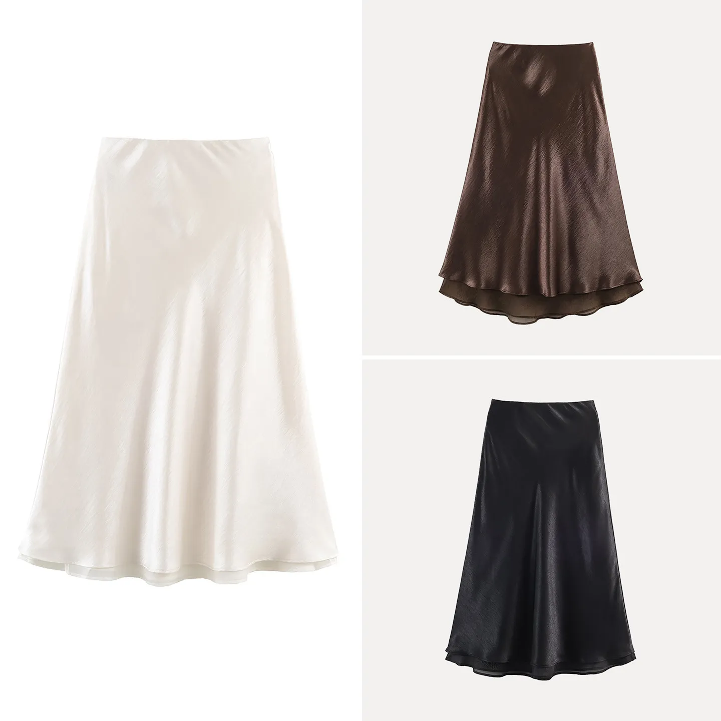 

Ele Long Double Layer Color Skirt 2025 Winter New Women's Faion Personalized Versatile Midi Skirt by Z