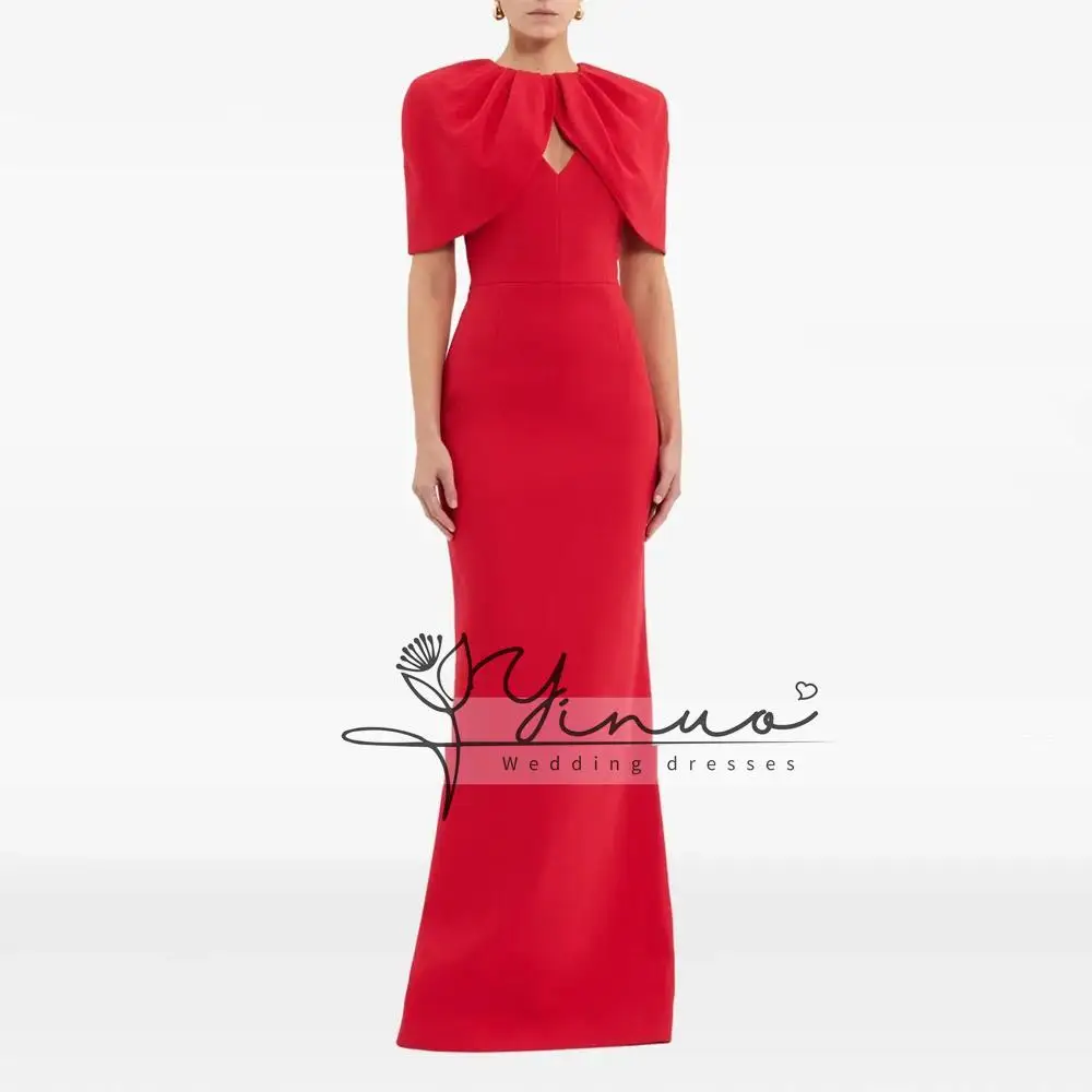 

customized Red Evening Gown For Wedding Mermaid Formal Party Dress V Neck Sleeveless Saudi Dress Floor Length Prom Dress With Sh