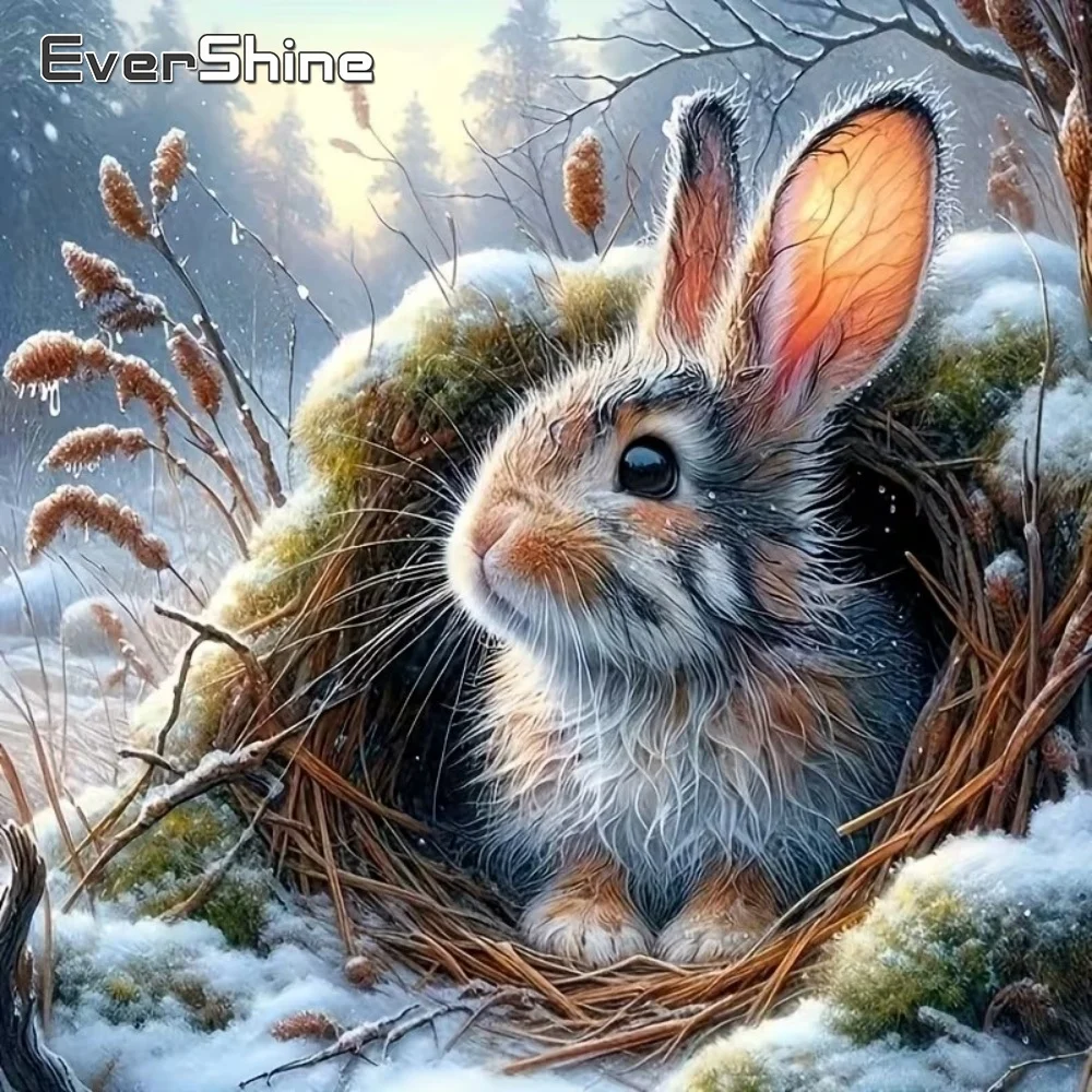 EverShine 5D DIY Diamant-Malerei-Set mit Hasen-Motiv, Tier-Stickerei-Kit für Erwachsene und Anfänger, Diamant-Mosaik Handarbeit-Hobby