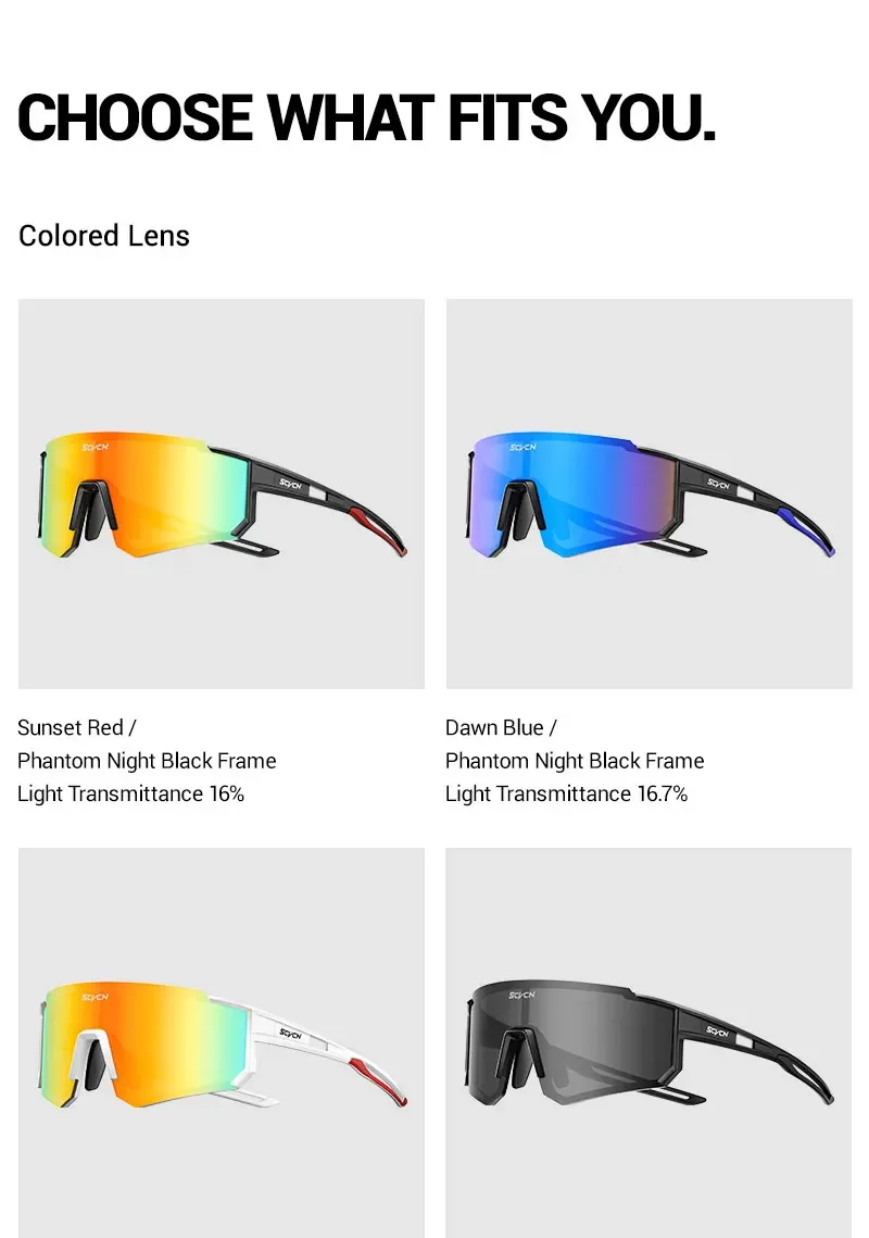 SCVCN Damen Radsport-Sonnenbrille Herren Fahrrad-Motorrad-Brille Outdoor-Sport Angeln Klettern Eyewear UV400 Laufbrille – Detail 14