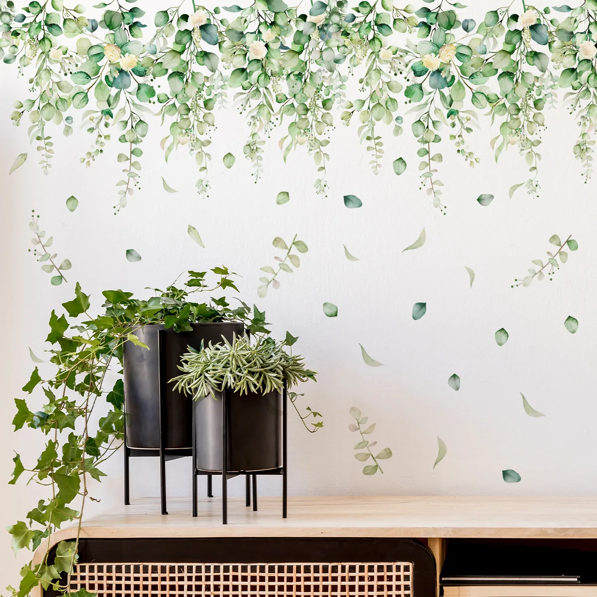 30*90cm Green Vine Leaf Wall Stickers Background Wall Living Room Bedroom Study Home Decorative Wall Stickers Wallpaper Ms2312