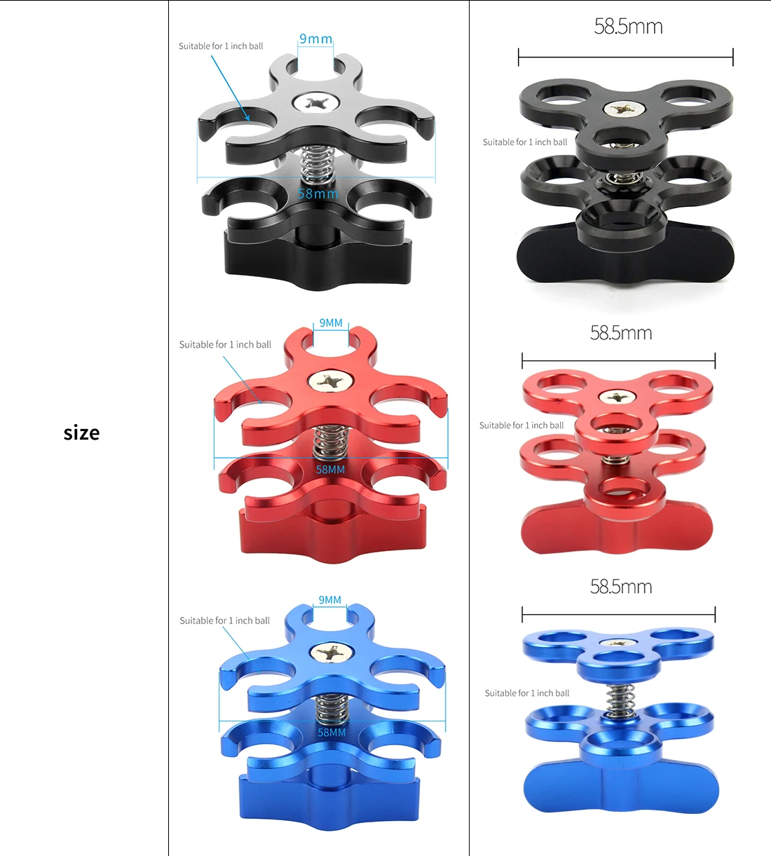 Verbesserte Schmetterling Clip Clamp Tauchen Licht Arm Ball Kopf Mount Adapter für DSLR Sport Action Video Kamera Stativ Halterung Klemme – Detail 2
