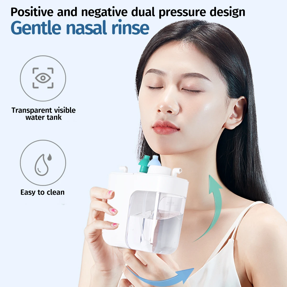 Positive and Negative Pressure Nose Cleaner Nasal Irrigator Nasal Wash Neti Pot for Child Adult Double Pressure Health Care