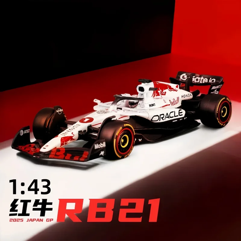جديد وأصلي 1/43 Bburago Formula1 2025 Red Bull Rb21 1 # 22 # لعبة هدية مجموعة نماذج السيارات المصنوعة من خليط معدني من Max Verstappen Japan Grand Prix #2