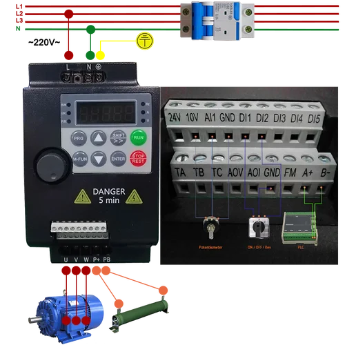 Imagen 2 del producto 220V 0.75KW/1.5KW/2.2KW 1HP/2HP/3HP Mini Convertidor de frecuencia Variable VFD económico para inversor de Control de velocidad del Motor