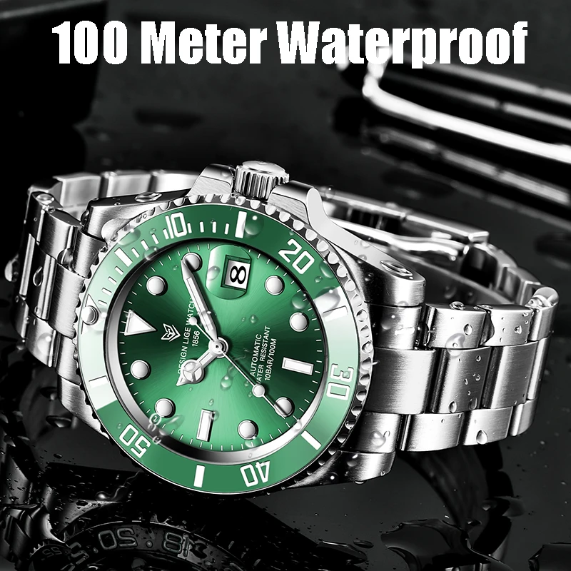

LIGE лучший бренд винтажные механические часы мужские модные деловые роскошные мужские часы водонепроницаемые светящиеся автоматические наручные часы Reloj