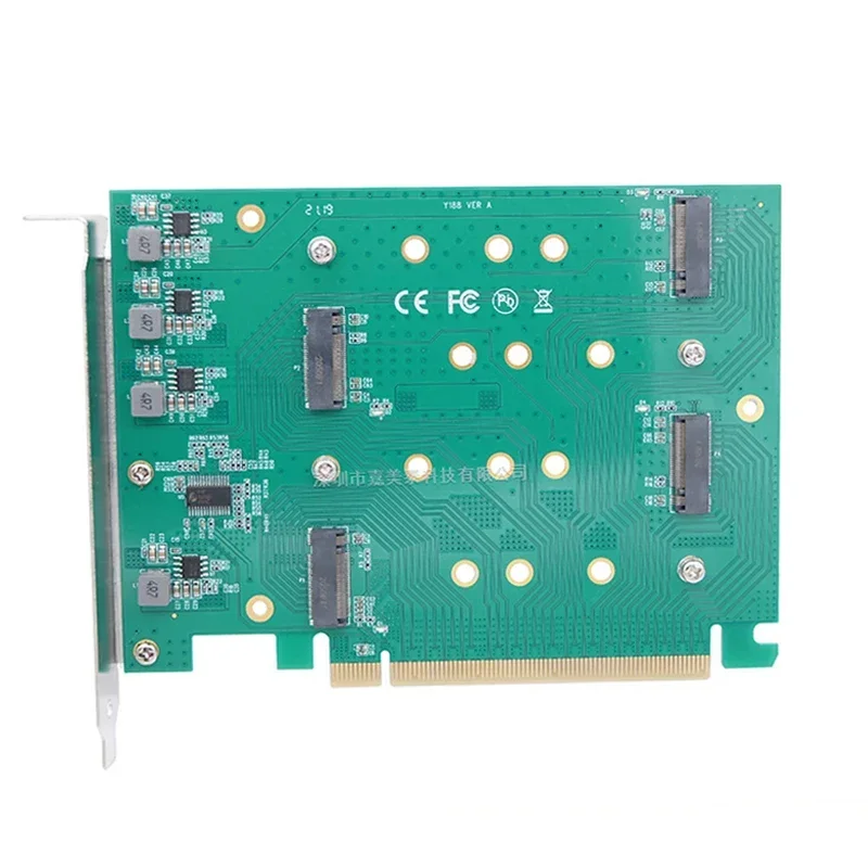 PCIE 3.0 X16 To 4 NVME M.2 M KEY Bifurcation PCIe Function RAID Card Solid State SSD Disk Array Card VROC Adapter Expansion Card