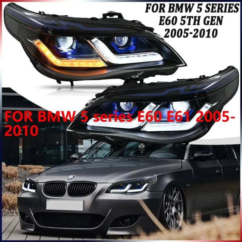 

1Pair LED Headlights For BMW 5 series E60 E61 2005-2010, DRL Headlamp Assembly Upgrade