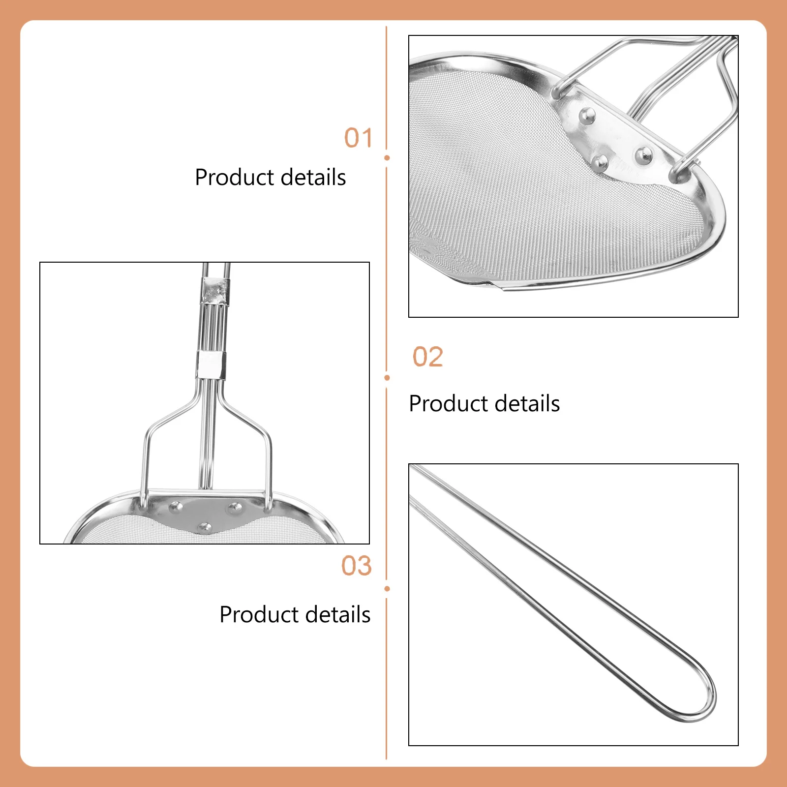 

SHERCHPRY Stainless Steel Fine Mesh Sieve Strainer Skimmer Spoon Colander Spider Filter for Spaghetti Slag Square