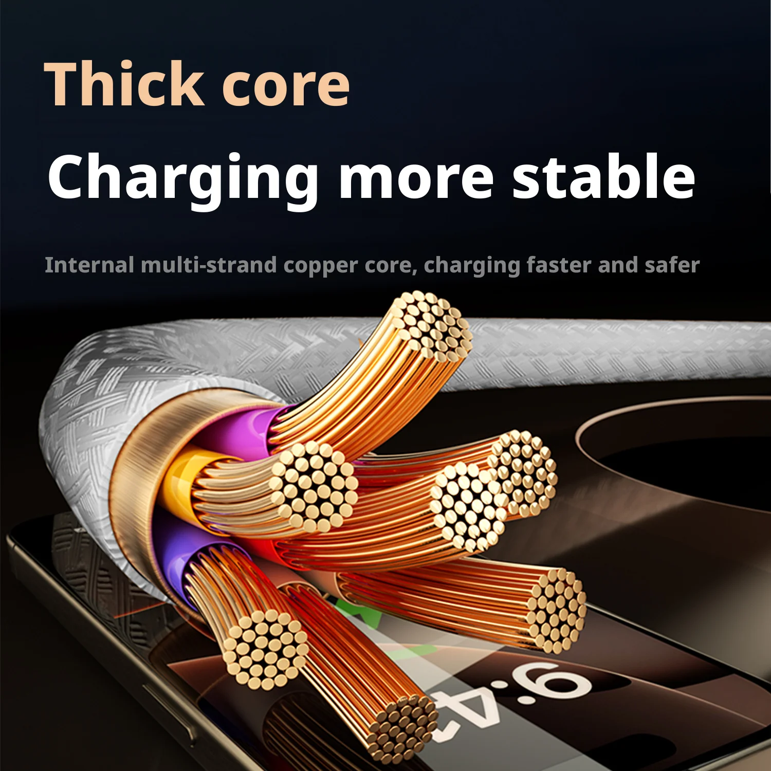 كابل ANSEIP 100 وات USB إلى النوع C لهاتف iPhone 17 16 15 كابل شحن سريع للغاية مع سلك بيانات شاشة LED لهاتف سامسونج هواوي