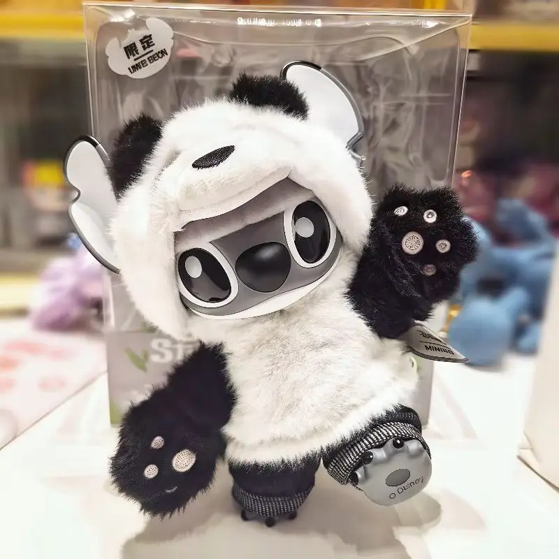 

2025 New Vinyl Toy Stitch Cosplay Panda Version Chinese Region Limited Anime Figure Movable Desktop Ornament Keychain Gift