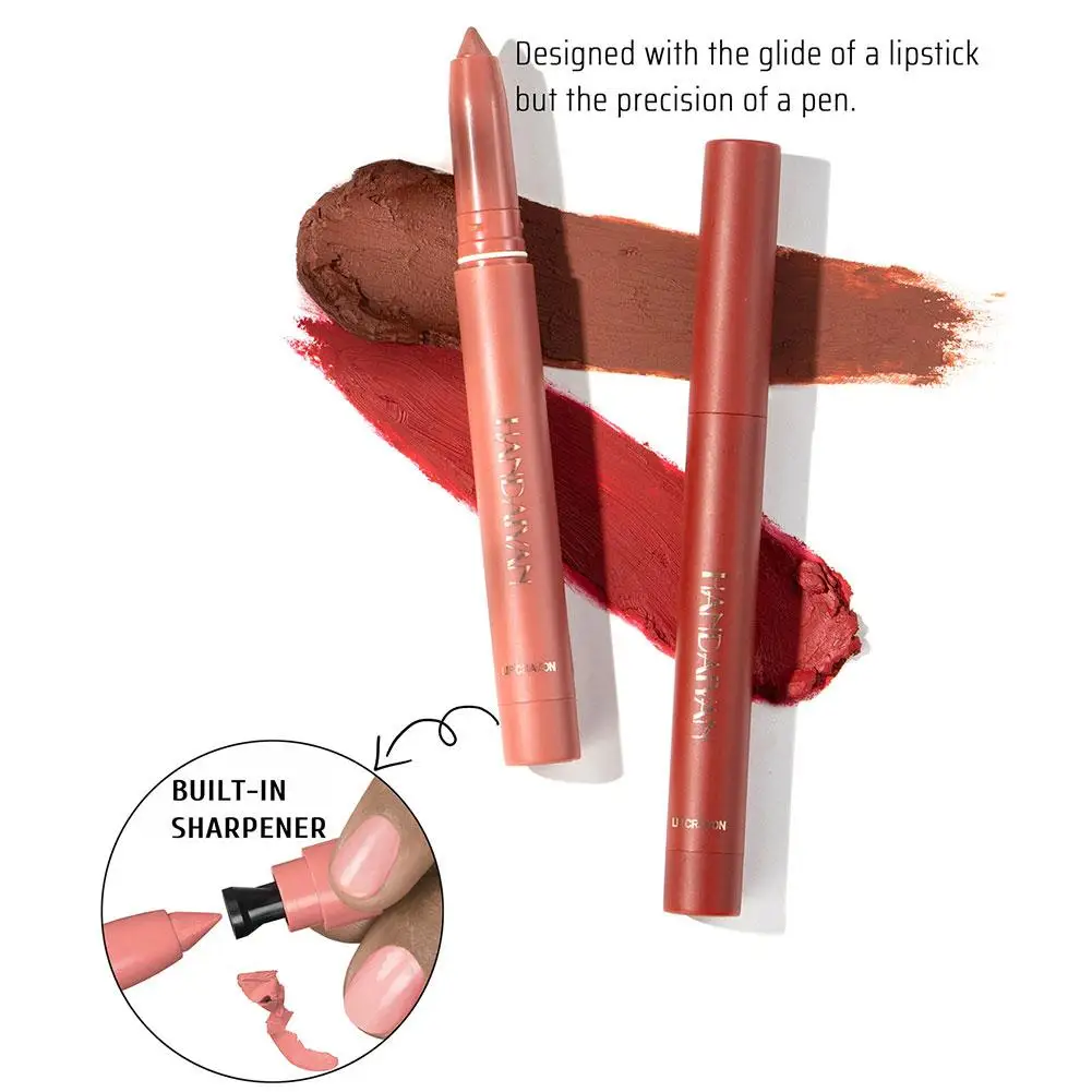 Lápiz Delineador de labios resistente al agua, tinte de contorno mate Nude, sacapuntas con copa lisa duradera, lápiz labial largo antiadherente, V6K1