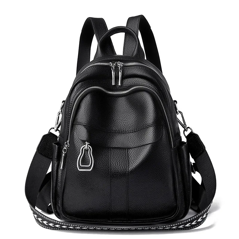 

2024 New Fashion Luxury Brand Cow Genuine Leather Women Backpacks Female Cowhide Girl Student Korean Casual Designer Backpack