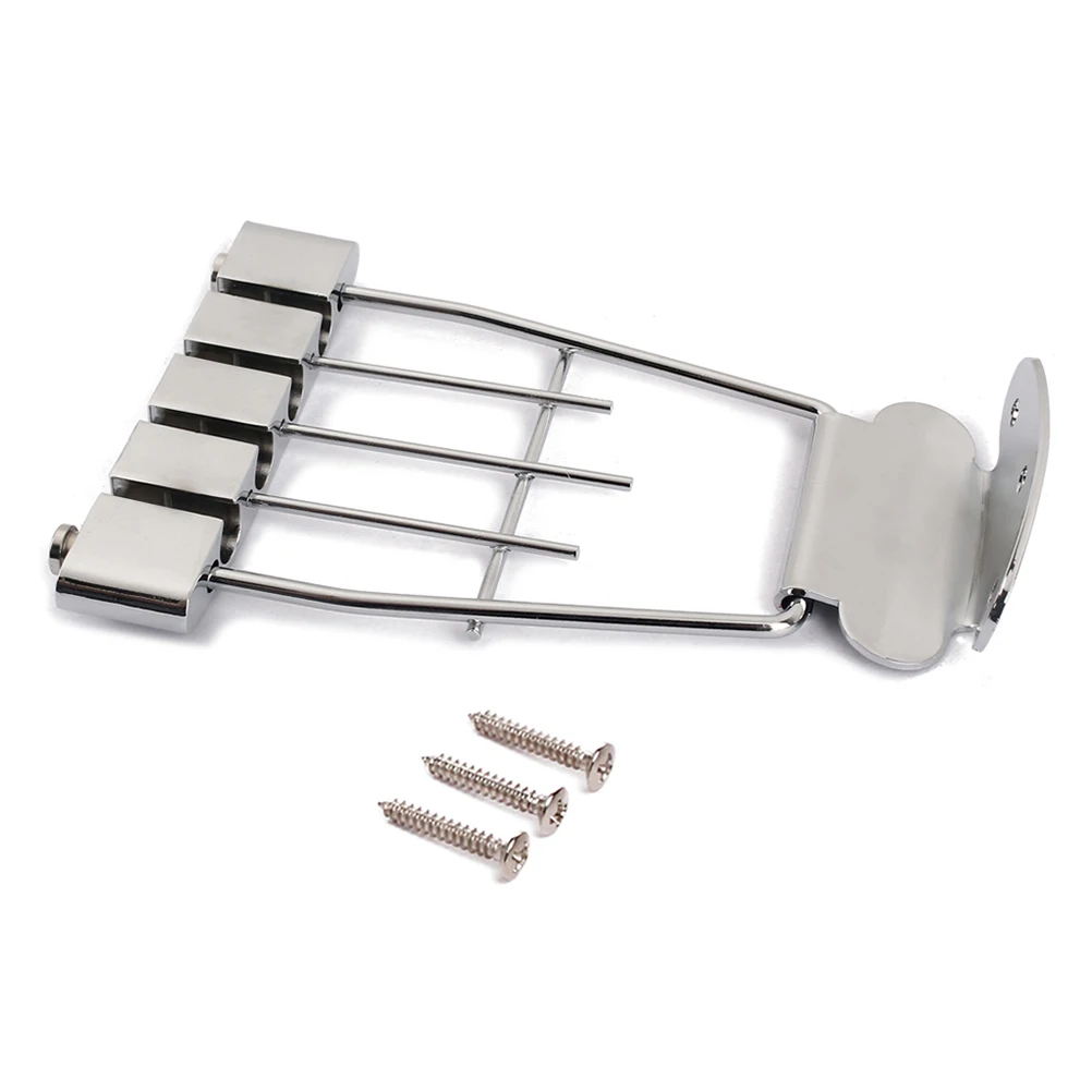 

4 String Guitar Tailpiece Bridge Plated 15mm Spacing Sturdy Steel Zinc Alloy Construction Quality Performance