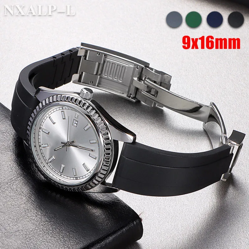 롤렉스 데이토나 Submariner 워터 고스트 실리콘 시계 밴드 접이식 버클 남성용 스포츠 다이빙 팔찌 용 20mm 고무 시계 스트랩