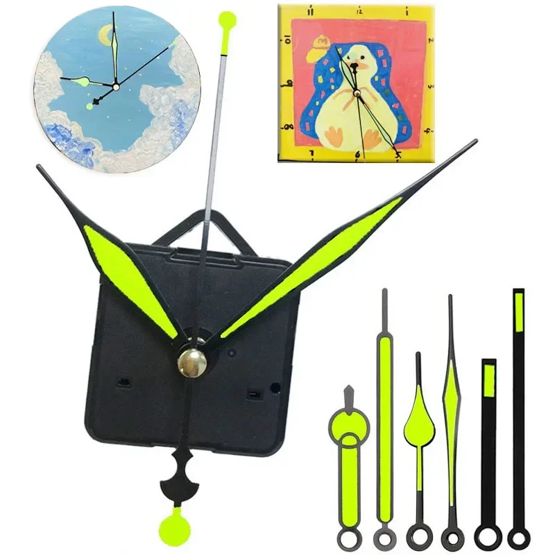 حركة ساعة حائط فلورسنت صامتة إكسسوارات ساعة ذاتية الصنع حركة ساعة مضيئة ساعات حائط كوارتز كور