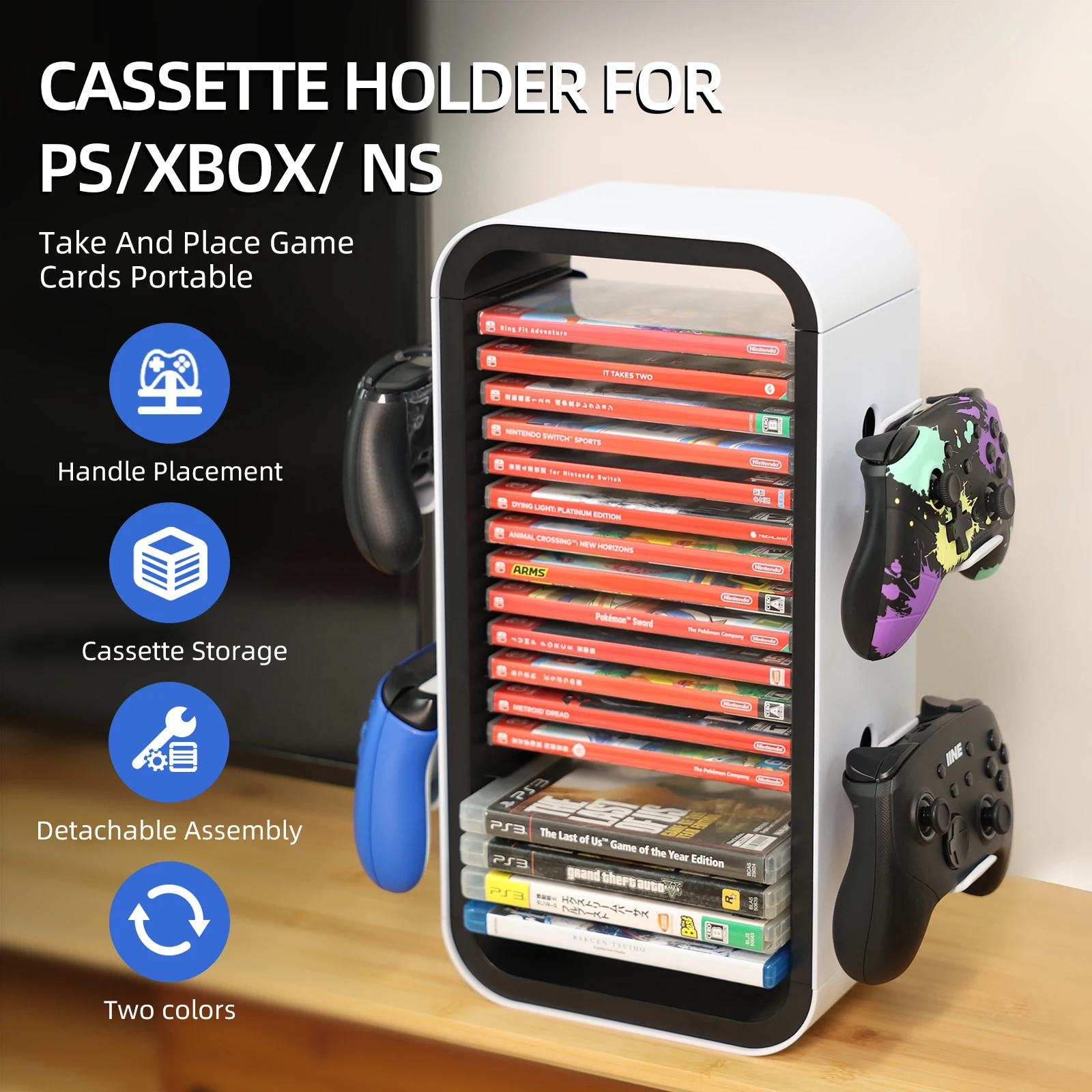 IINE Cassette Storage Holder Controller Placement Anti-drop Design For PS/XBOX/NS