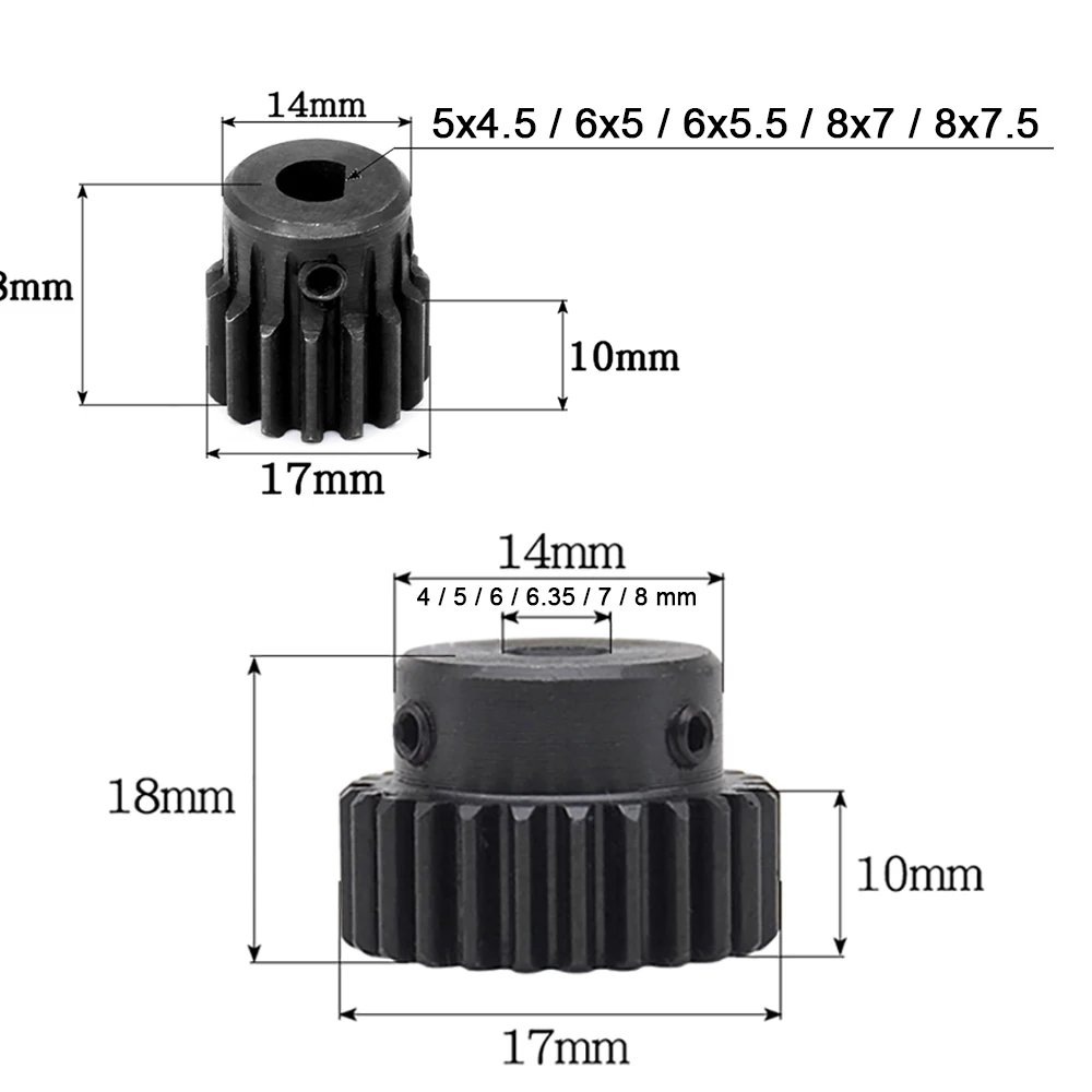 1pcs 1M 15T Spur Gear Pinion Step Gear 1 Mod 15 Teeth Bore 4/5/6/6.35/7/8mm Transmission Motor Gears