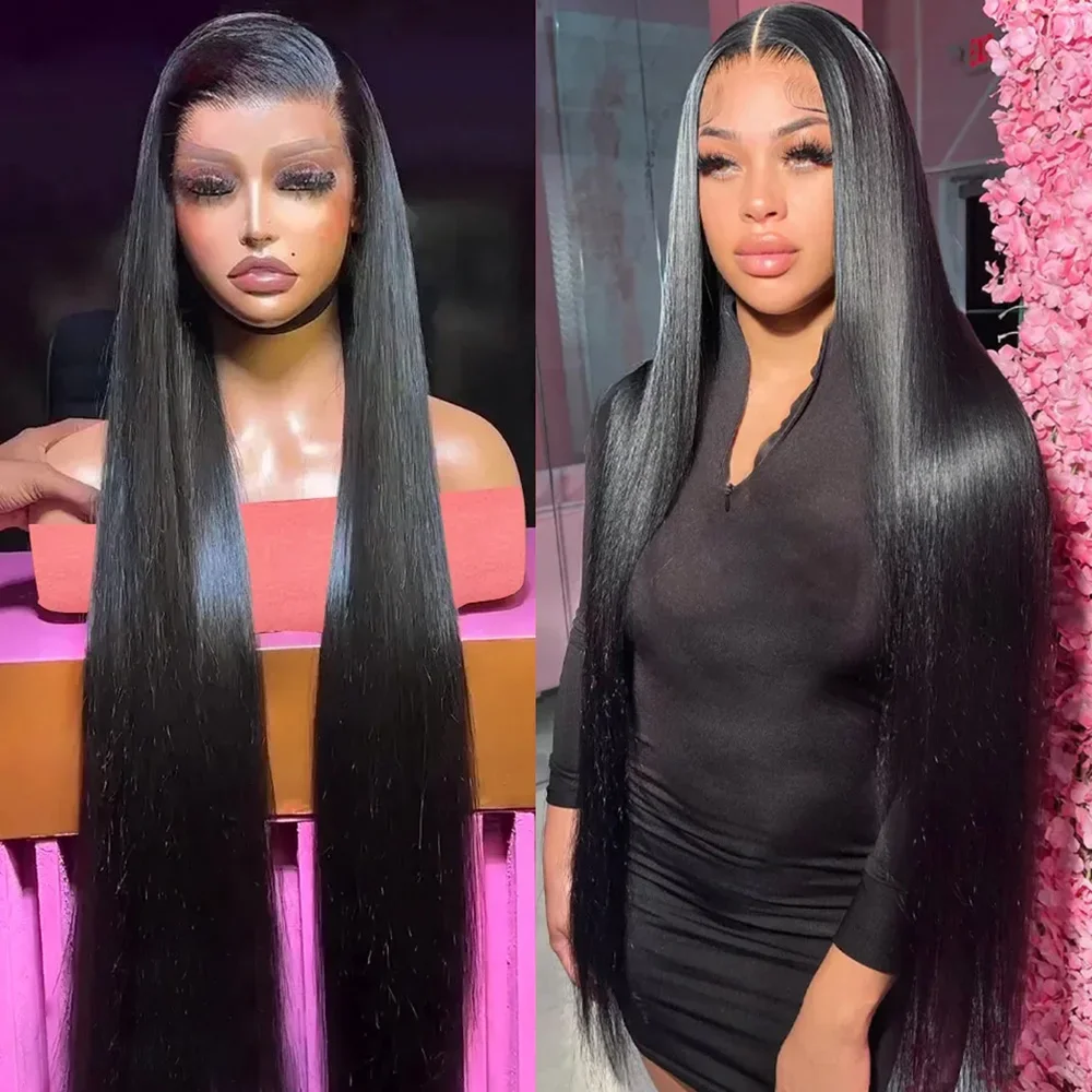 250 Density Bone Straight Lace Front Human Hair Wig Brazilian 13x4 13x6 Straight Transparent Lace Frontal Wigs 30 Inch For Women