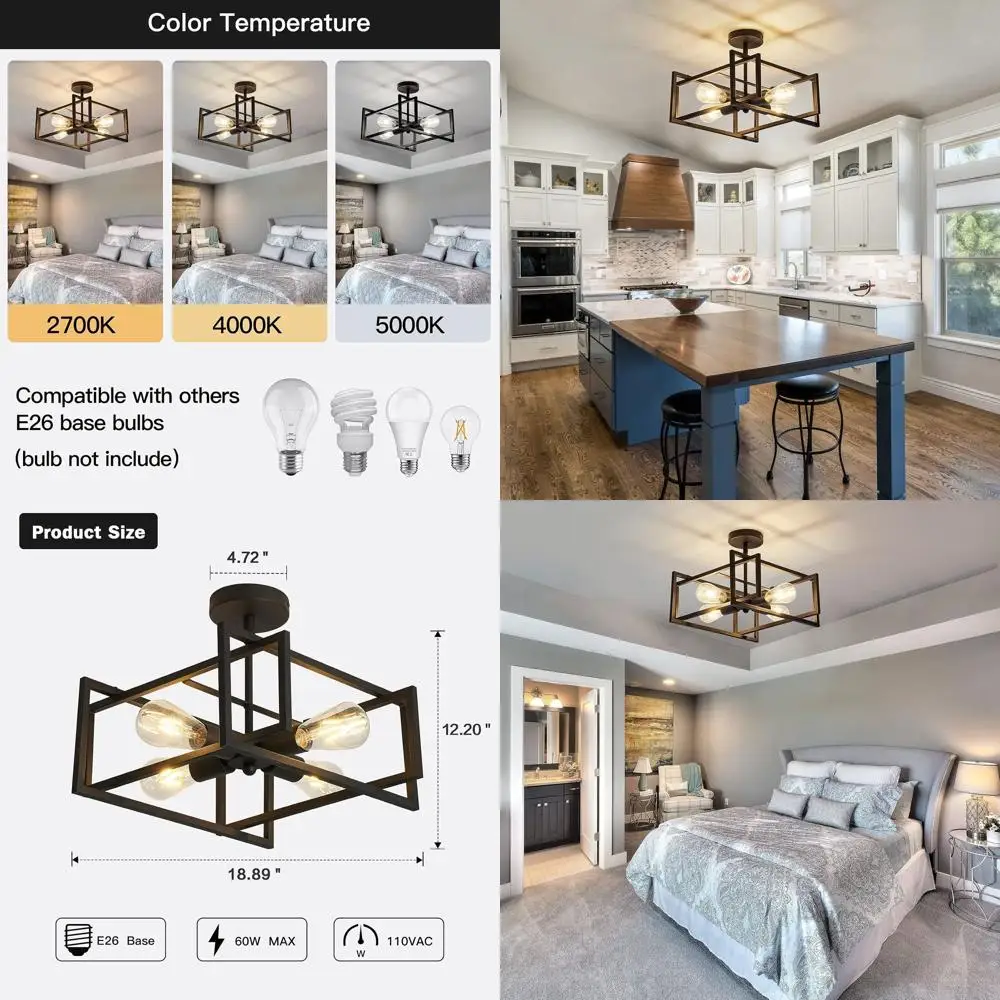 

Потолочный светильник в индустриальном стиле, черная люстра в стиле фермерского дома для кухонного острова, столовой, спальни и прихожей