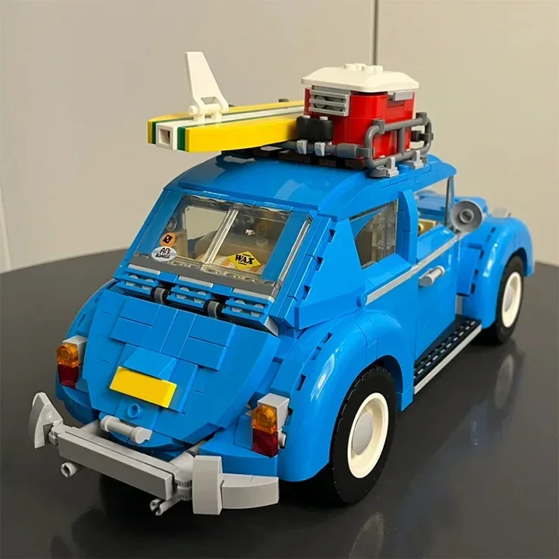 ทางเทคนิคคลาสสิกรถ Bule Beetle Building Blocks รุ่น Camper รถรถยนต์ประกอบอิฐของขวัญของเล่นสําหรับเด็ก