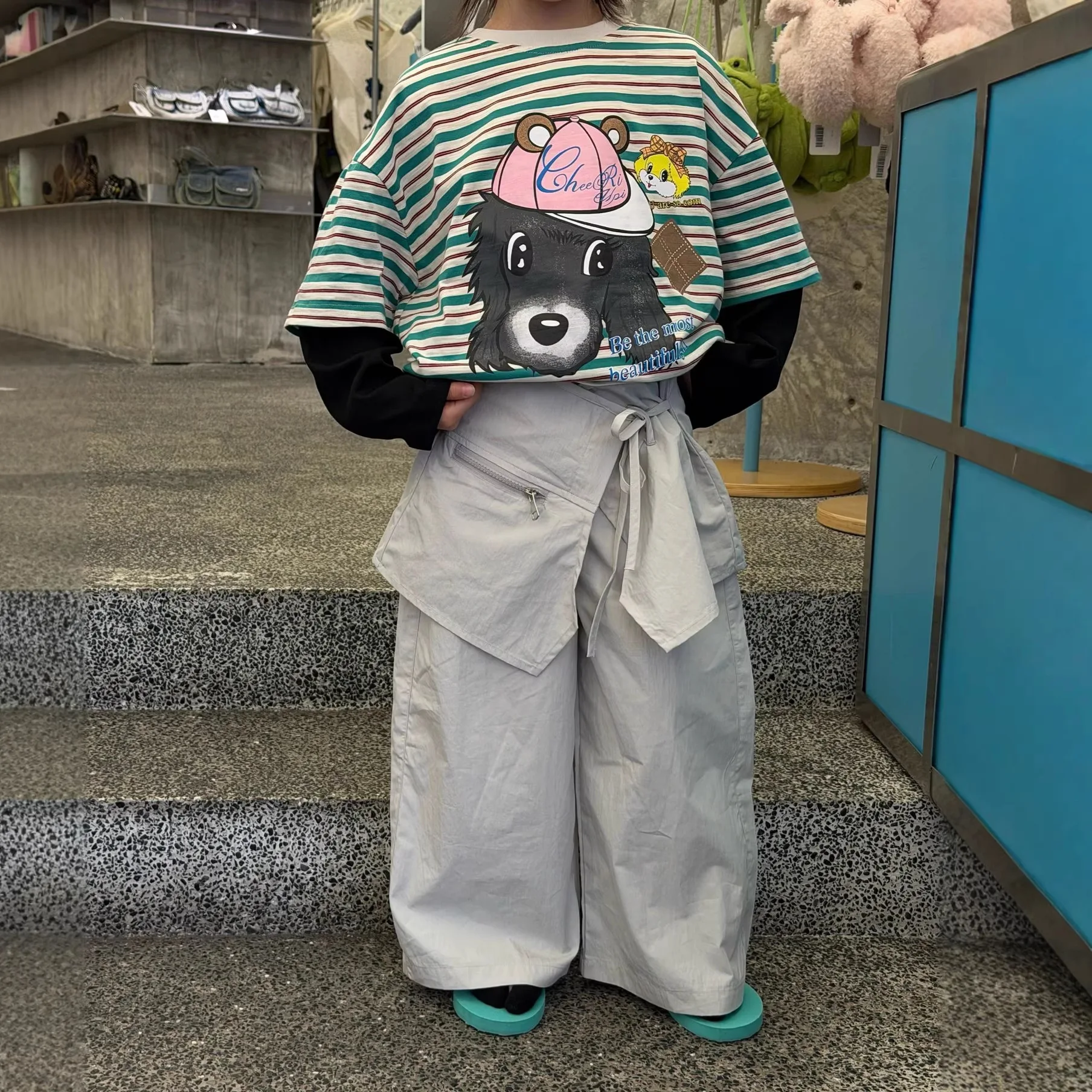 

Children Clothes Kids Casual Loose Pants Spring New Korean Style Grey New Fashions Kids Simple Wide-leg Long Pants