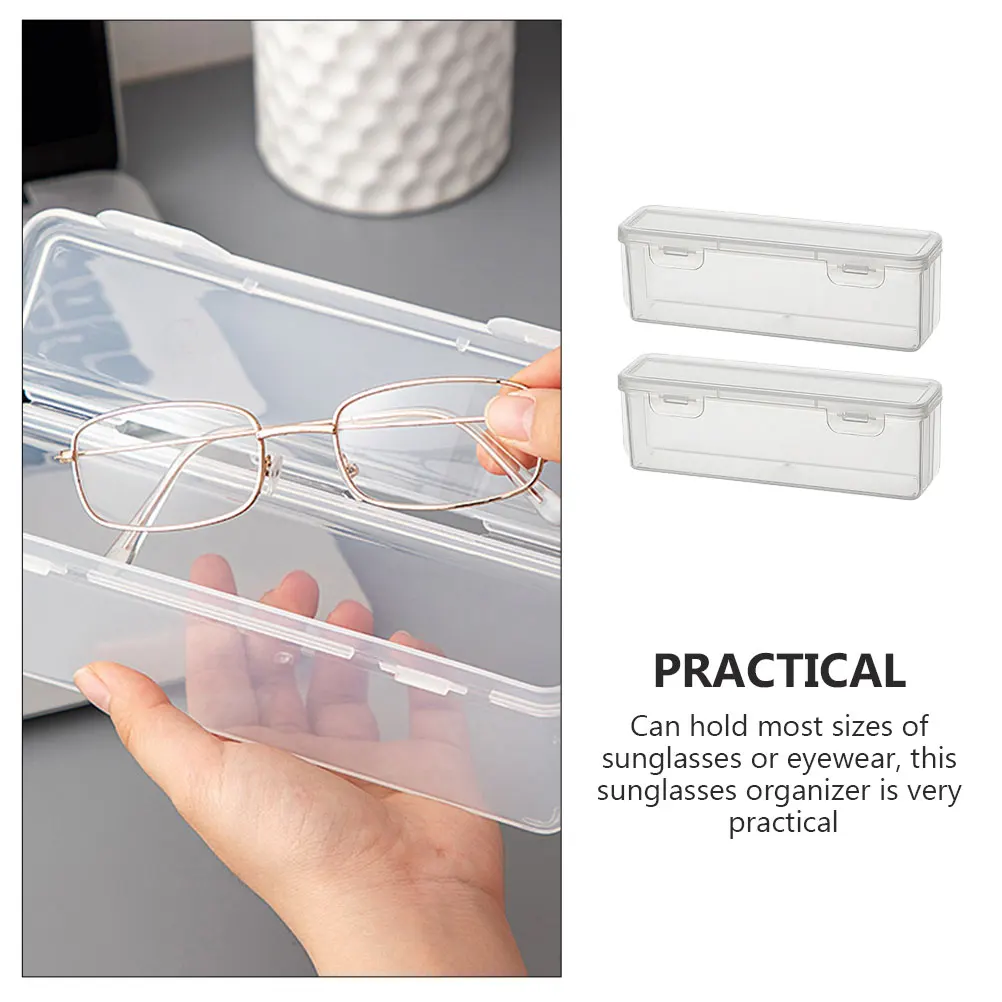 

2 Pcs Sunglasses Storage Organizer Box Water Proof Portable Transparent Pp Travel