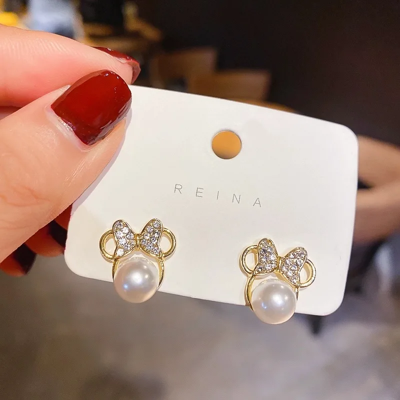 Disney Mouse Head Bow Earrings South Korea East Gate Cute and Elegant Earrings, Internet Popular New Earrings for Women