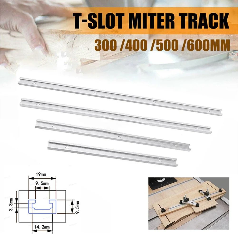 T-Slot Track Miter Jig Tools For Woodworking Router Quick Acting Clamp T Screws Aluminium Alloy 300-600mm 1pc Silver