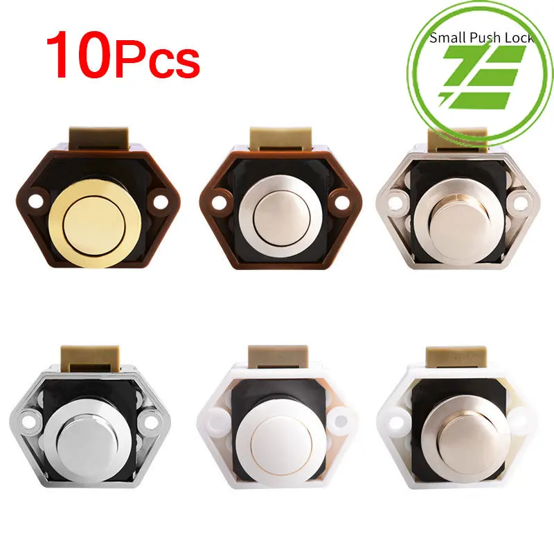 10PCS Diameter 20mm Camper Car Push Lock Caravan Boat Drawer Latch Button RV Locks Cabinet Furniture Door Lock Hardware