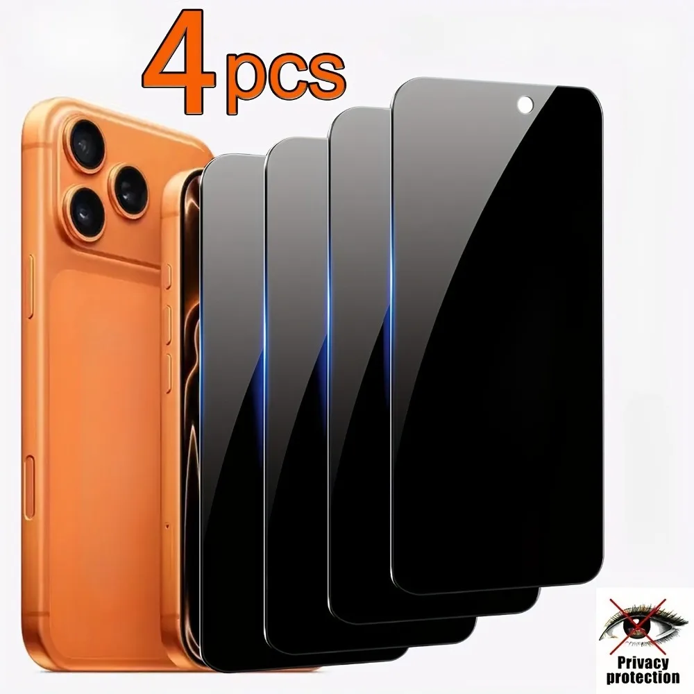 4 Stück Anti-Spionage-Hartglas für iPhone 17 16 15 14 Pro Max Air 16e 15 Plus Displayschutzfolie für iPhone 13 12 11 Pro XR XS Max