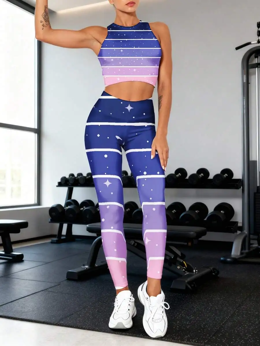 

Space Galaxy Womens Tank Top And Yoga Pants Set 3D Printed Fitness Gym Wear