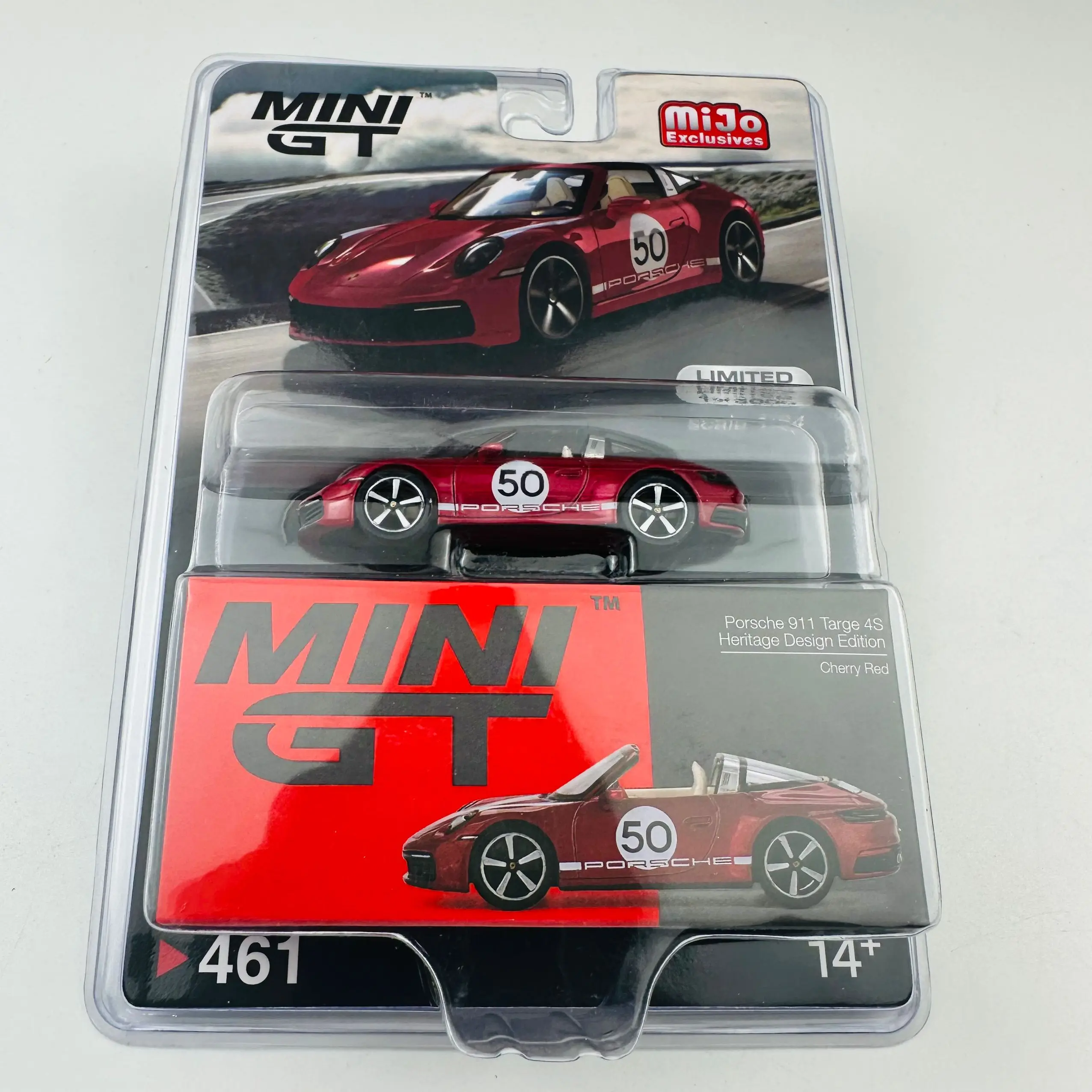 TSM-Die-Cast Alloy Car Model Collection, Mini Gt, 1/64 Minigt, 461 911 Targe 4S Heritage Design, vermelho cereja, vermelho cereja