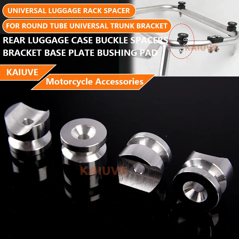 4PCS Universal Motorcycle Rear Luggage Case Plate Bushing Pad Buckle Spacers Screw Bolts for Round Tube Trunk Base Brackets