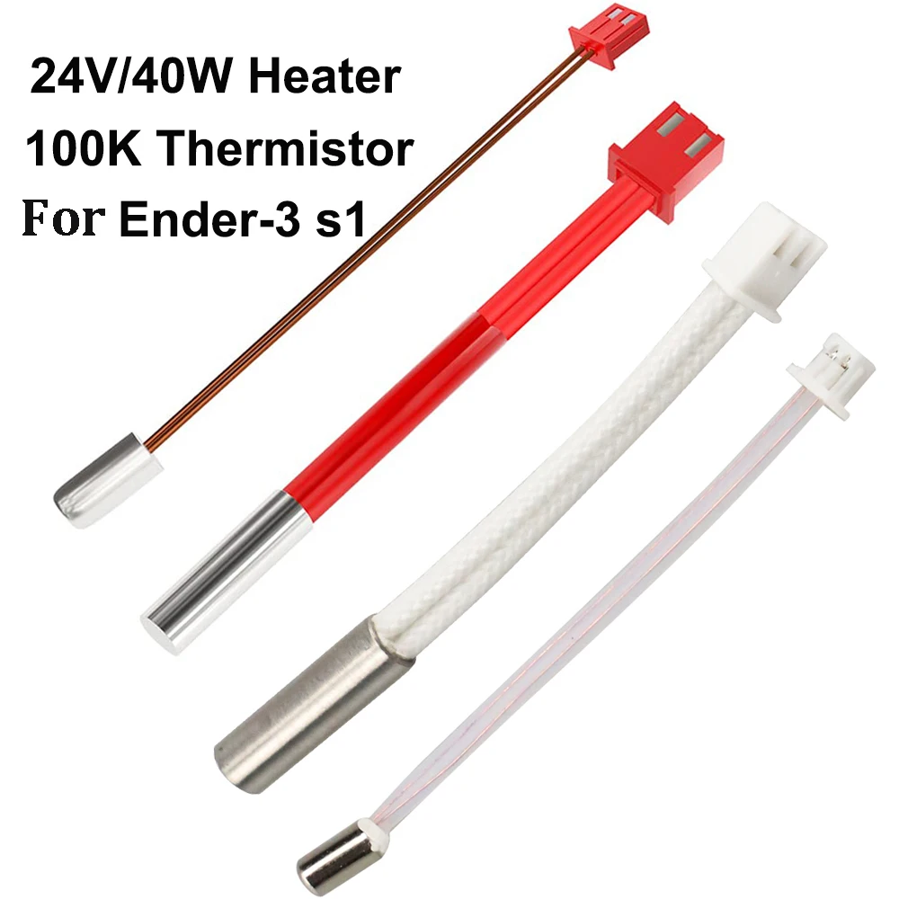 Top Quality 2pcs XH2.54 24V 40W Cartridge Heater 100K Thermistor Temperature Sensor XH1.25 3D Printer Part For Ender 3 S1 Hotend