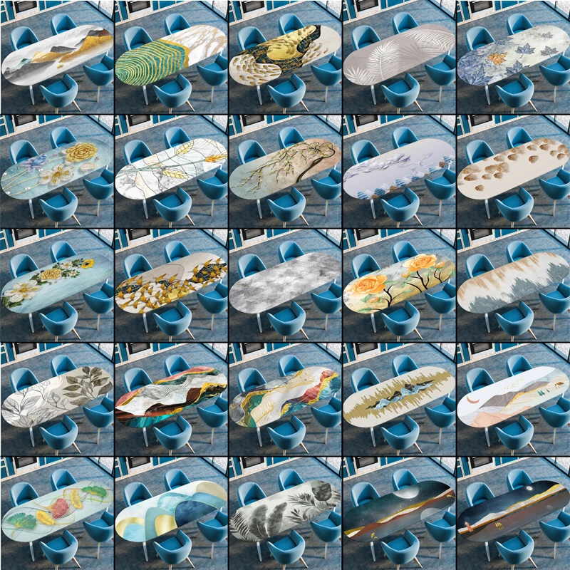 

Водонепроницаемая овальная крышка для стола, маслостойкая эластичная кухонная обеденная вечеринка, скатерть, чехлы для стола, уличный двор, домашний декор