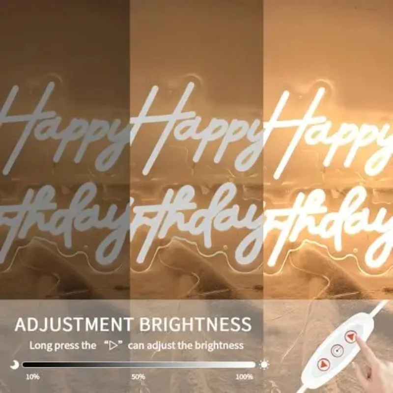 31 "x15" Happy Birthday Light Emitting Diode Neon Wall Mounted Outdoor/Car Advertising DC Power Supply